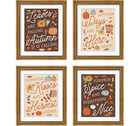Harvest Wishes 4 Piece Framed Art Print Set by Laura Marshall