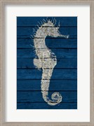 Antique Seahorse on Blue I