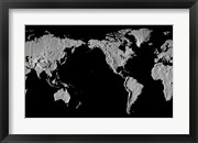 Close-up of a world map - black
