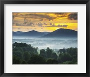 Asheville NC Blue Ridge Mountains Sunset and Fog Landscape