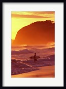 Surfer at Sunset, St Kilda Beach, Dunedin, New Zealand