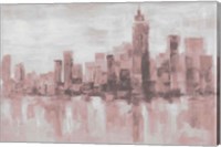 Framed Misty Day in Manhattan Pink Gray