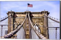 Framed Brooklyn Bridge with Flag