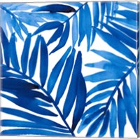 Framed 'Blue Palm Design I' border=