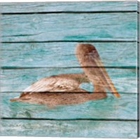 Framed 'Wood Pelican II' border=