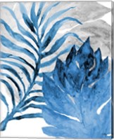 Framed Blue Fern and Leaf I