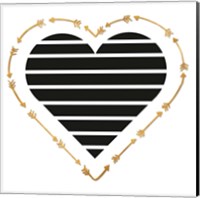 Framed Heart Stripes and Gold Arrows