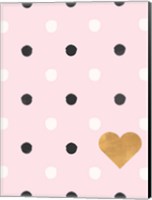 Framed Heart White and Black Dots on Pink