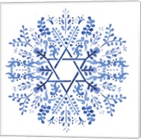 Framed 'Indigo Hanukkah I' border=