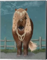 Framed Horse Brown Pony with Bells, Full