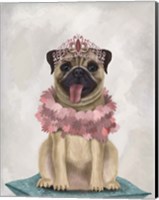 Framed Pug Princess On Cushion