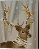 Framed Deer with Gold Bells