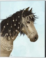 Framed Horse Buckskin with Jewelled Bridle