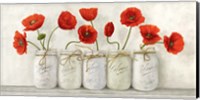 Framed Red Poppies in Mason Jars