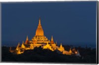 Framed Myanmar, Bagan A Giant Stupa Is Lit At Night On The Plains Of Bagan