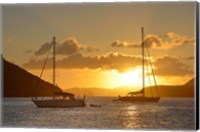 Framed British Virgin Islands, Tortola Caribbean Sunset With Sailboats