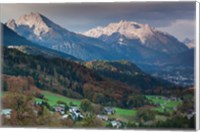 Framed Germany, Bavaria, Elevated Town View From The Rossfeld Panoramic Ring Road In Fall