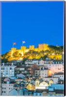 Framed Portugal, Lisbon, Sao Jorge Castle At Dusk