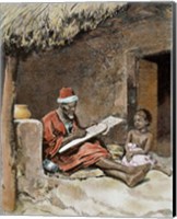 Framed Old Man With Child French Sudan 1893