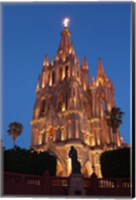 Framed Mexico, San Miguel De Allende Cathedral Of San Miguel Archangel Lit Up At Night