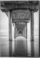 Framed California, La Jolla, Scripps Pier, Sunrise (BW)