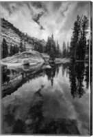 Framed Reflective Lake At Yosemite NP (BW)