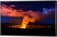 Framed Lava Steam Vent Glowing At Night In The Halemaumau Crater, Hawaii