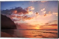 Framed Sunset Along The Coast Of Kauai, Hawaii