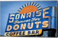 Framed Vintage Neon Sign For Sunrise Donuts