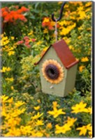 Framed Sunflower Birdhouse In Garden