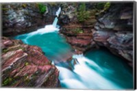 Framed St Mary Falls, Glacier National Park, Montana