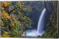 Framed Autumn At Metlako Falls On Eagle Creek, Oregon