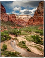 Framed View Along The Virgin River Or Zion National Park