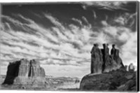 Framed Three Gossips, Arches National Park, Utah (BW)