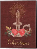 Framed Burlap Vintage Christmas Tall Candlestick