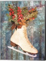 Framed Winter Skate with Floral Spray