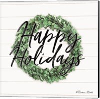 Framed Happy Holidays Boxwood Wreath