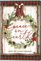 Framed Peace on Earth Buffalo Plaid