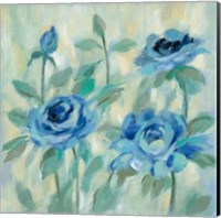 Framed Brushy Blue Flowers II