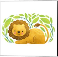 Framed 'Safari Cuties Lion' border=