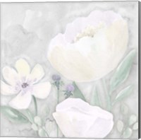 Framed Peaceful Repose Floral on Gray II