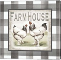 Framed 'Buffalo Check Farm House Chickens Neutral I' border=