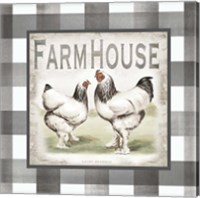 Framed Buffalo Check Farm House Chickens Neutral I