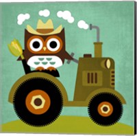 Framed Owl on Tractor