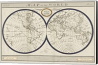 Framed Torkingtons World Map with Indigo