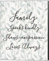 Framed Family Speaks Kindly - Leaves
