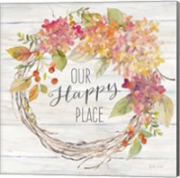 Framed Farmhouse Hydrangea Wreath Spice II Happy Place
