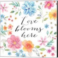 Framed 'Whimsical Blooms Sentiment I' border=