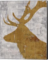 Framed Rustic Lodge Animals Deer on Grey