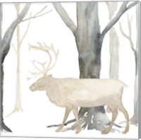 Framed 'Winter Forest Elk' border=